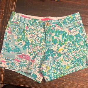 Lilly Pulitzer Green and Blue Bermuda Shorts Vibrant Style